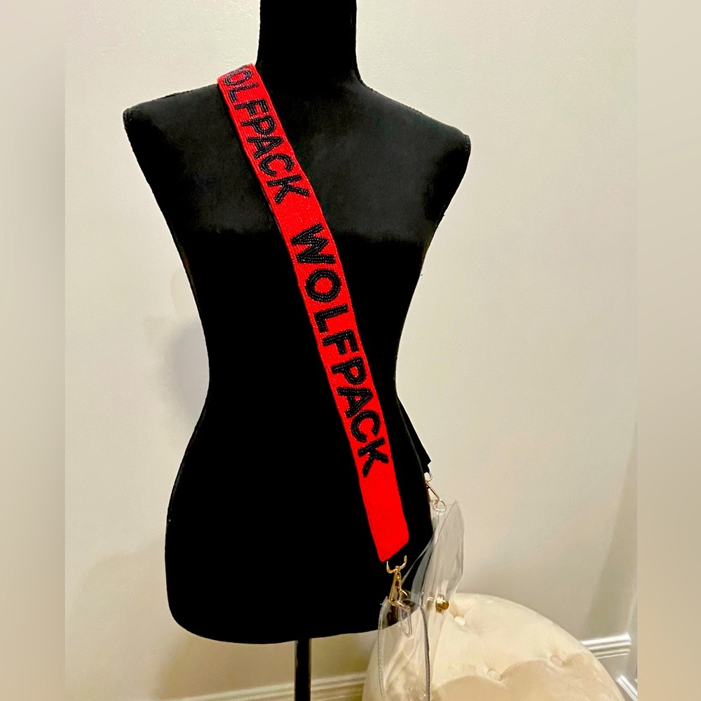 44” NC State Wolfpack crossbody beaded purse strap only